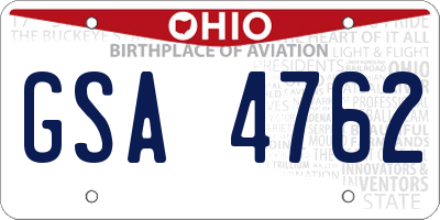 OH license plate GSA4762