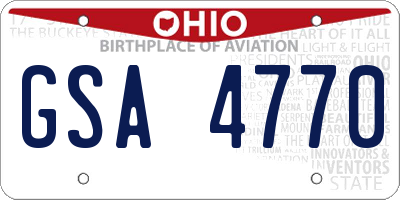 OH license plate GSA4770