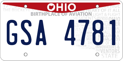 OH license plate GSA4781