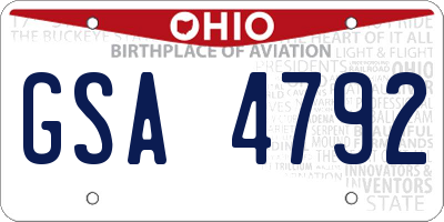 OH license plate GSA4792