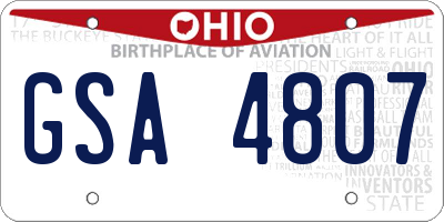 OH license plate GSA4807