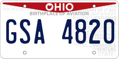 OH license plate GSA4820