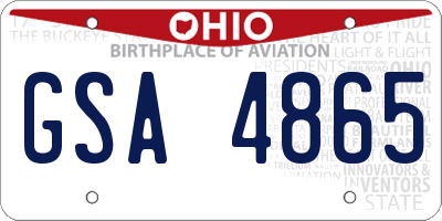 OH license plate GSA4865