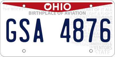 OH license plate GSA4876