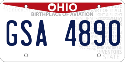 OH license plate GSA4890