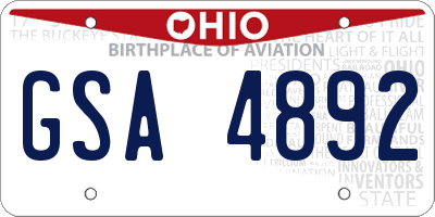 OH license plate GSA4892