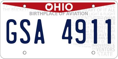 OH license plate GSA4911