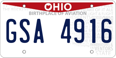 OH license plate GSA4916