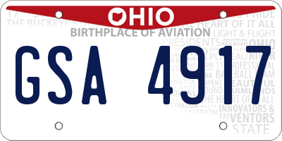OH license plate GSA4917