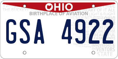 OH license plate GSA4922