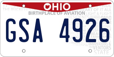 OH license plate GSA4926