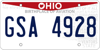 OH license plate GSA4928