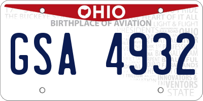OH license plate GSA4932