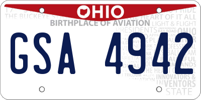OH license plate GSA4942