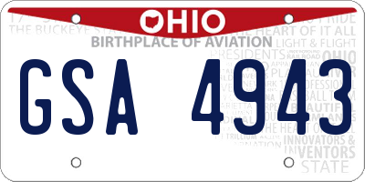 OH license plate GSA4943