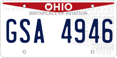 OH license plate GSA4946