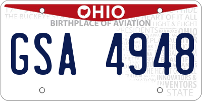 OH license plate GSA4948