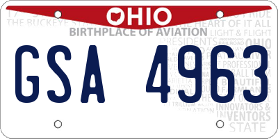 OH license plate GSA4963