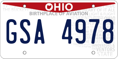 OH license plate GSA4978