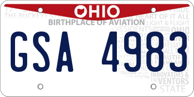 OH license plate GSA4983