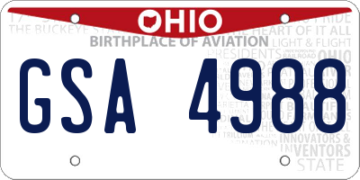 OH license plate GSA4988