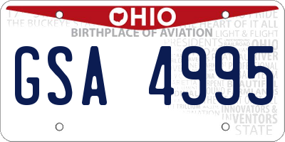 OH license plate GSA4995