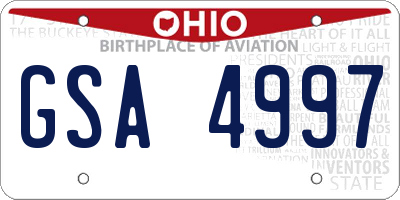 OH license plate GSA4997