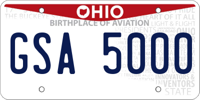 OH license plate GSA5000