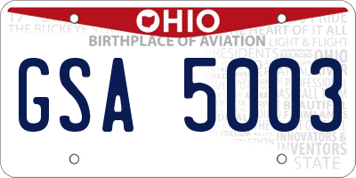 OH license plate GSA5003