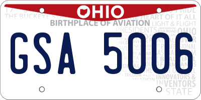 OH license plate GSA5006