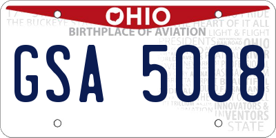 OH license plate GSA5008