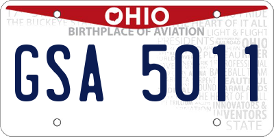 OH license plate GSA5011