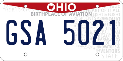 OH license plate GSA5021