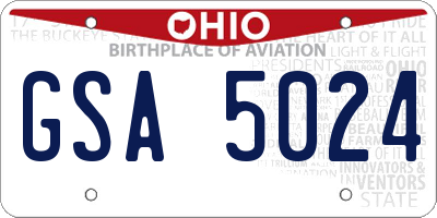 OH license plate GSA5024