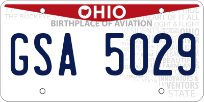 OH license plate GSA5029