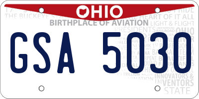 OH license plate GSA5030