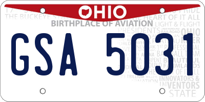 OH license plate GSA5031