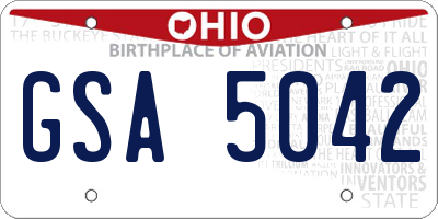 OH license plate GSA5042