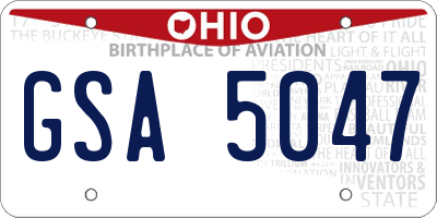OH license plate GSA5047