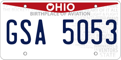 OH license plate GSA5053