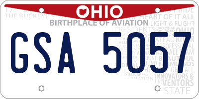 OH license plate GSA5057