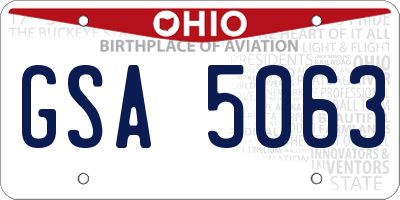 OH license plate GSA5063