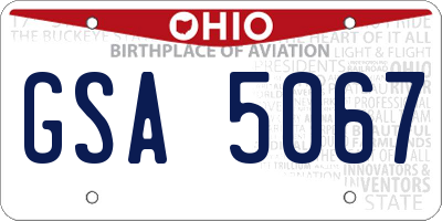 OH license plate GSA5067