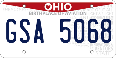 OH license plate GSA5068