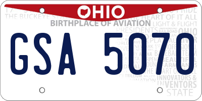 OH license plate GSA5070