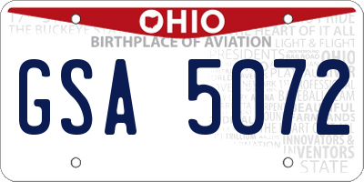 OH license plate GSA5072