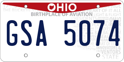 OH license plate GSA5074