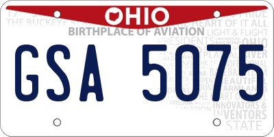 OH license plate GSA5075