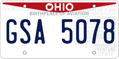 OH license plate GSA5078