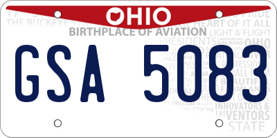 OH license plate GSA5083